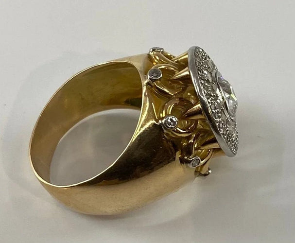 Bague 58 Bague vintage 1960 en or jaune 18 carats, platine et diamants 58 Facettes AB12