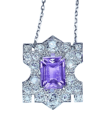Pendentif Pendentif en platine à améthyste et diamants 58 Facettes AB109