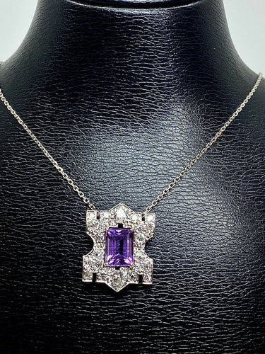 Pendentif Pendentif en platine à améthyste et diamants 58 Facettes AB109