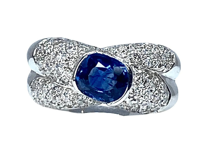 Bague 51 Bague jonc en or 18 carats avec saphir et diamants 58 Facettes AB155
