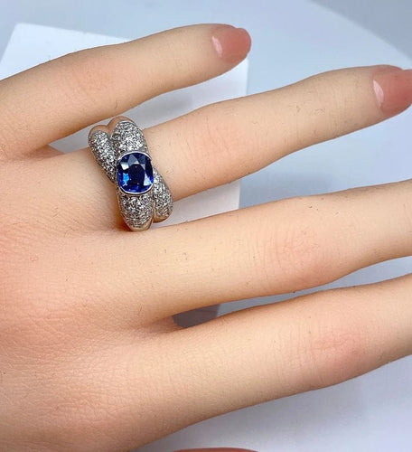 Bague 51 Bague jonc en or 18 carats avec saphir et diamants 58 Facettes AB155