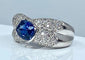 Bague 51 Bague jonc en or 18 carats avec saphir et diamants 58 Facettes AB155