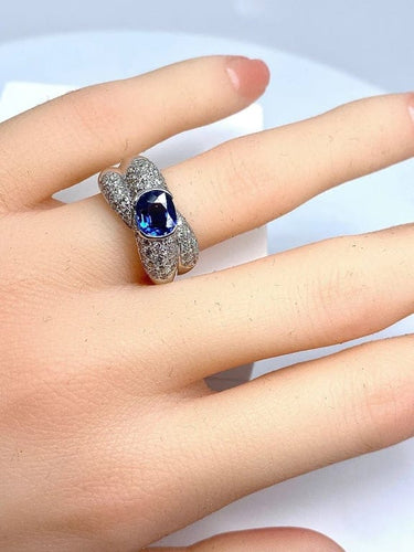 Bague 51 Bague jonc en or 18 carats avec saphir et diamants 58 Facettes AB155
