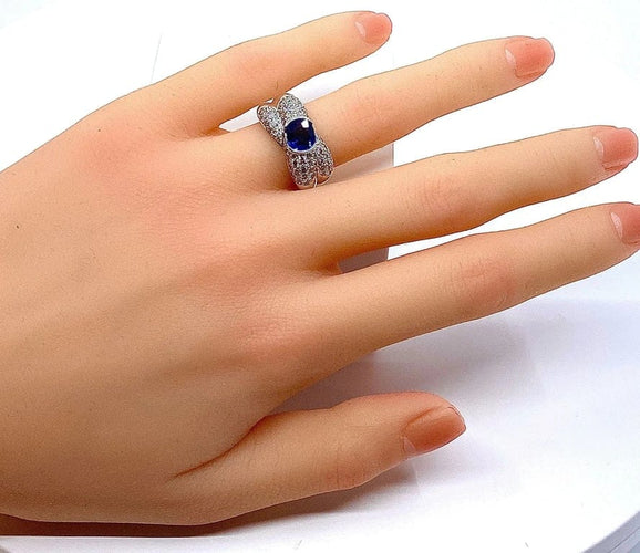 Bague 51 Bague jonc en or 18 carats avec saphir et diamants 58 Facettes AB155