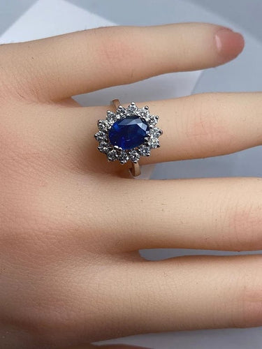 Bague 51 Bague marguerite saphir et diamants en or jaune 18 carats 58 Facettes AB152