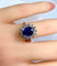 Bague 51 Bague marguerite saphir et diamants en or jaune 18 carats 58 Facettes AB152