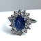 Bague 51 Bague marguerite saphir et diamants en or jaune 18 carats 58 Facettes AB152