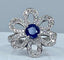 Bague 51 Bague fleur en or jaune 18 carats saphir et diamants 58 Facettes AB156