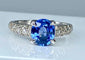 Bague 53 Bague jonc saphir de Ceylan et diamants en or jaune 18 carats 58 Facettes AB151