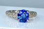 Bague 53 Bague jonc saphir de Ceylan et diamants en or jaune 18 carats 58 Facettes AB151