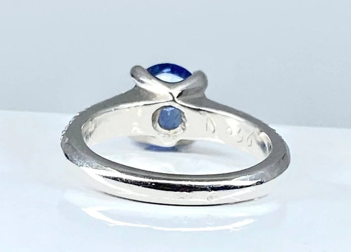 Bague 53 Bague jonc saphir de Ceylan et diamants en or jaune 18 carats 58 Facettes AB151