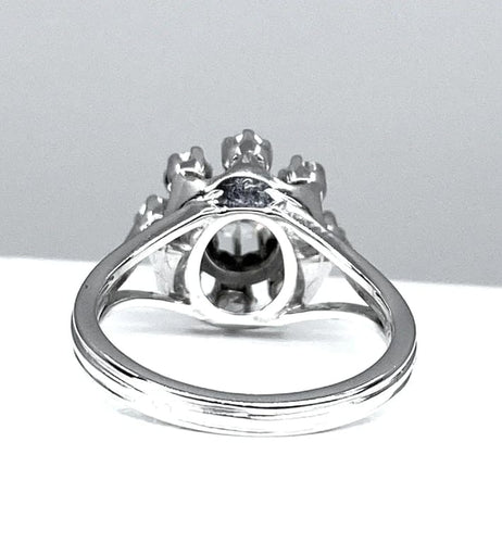 Bague 47 Bague marguerite en or blanc 18 carats et diamants 58 Facettes AB158