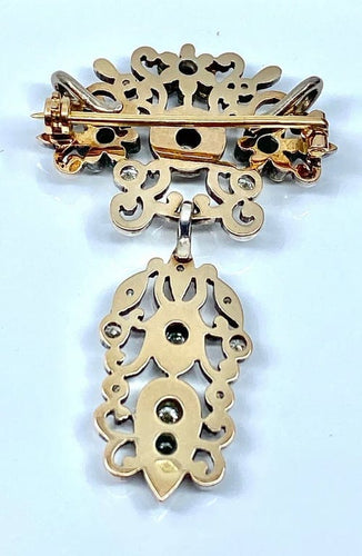 Pendentif Broche pendentif Napoléon III en or et argent sertie de diamants 58 Facettes AB171