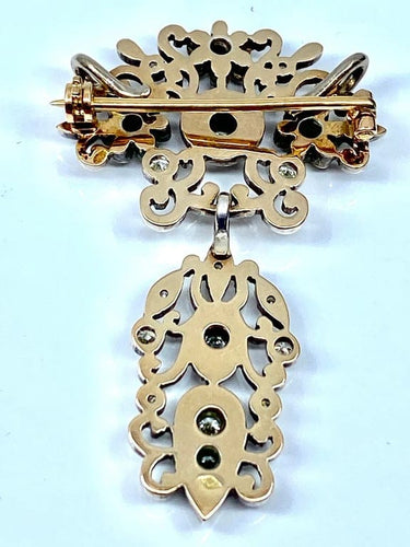 Pendentif Broche pendentif Napoléon III en or et argent sertie de diamants 58 Facettes AB171