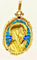 Pendentif SELLIER - Médaille Vierge en or jaune 18 carats, émail et perles fines 58 Facettes AB164