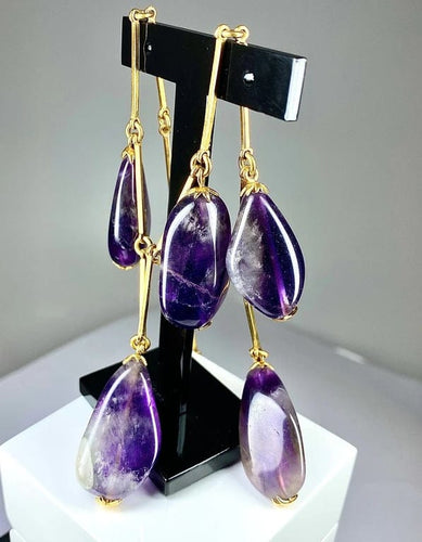 Boucles d'oreilles Parure - Collier et boucles d’oreilles en or jaune 18 carats et améthystes 58 Facettes AB173