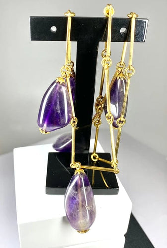 Boucles d'oreilles Parure - Collier et boucles d’oreilles en or jaune 18 carats et améthystes 58 Facettes AB173