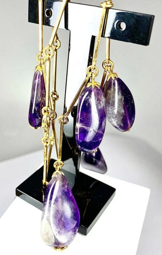 Boucles d'oreilles Parure - Collier et boucles d’oreilles en or jaune 18 carats et améthystes 58 Facettes AB173