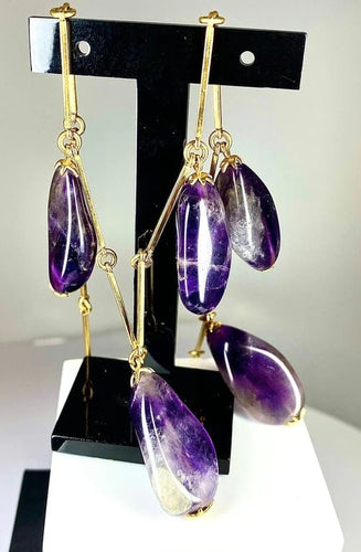 Boucles d'oreilles Parure - Collier et boucles d’oreilles en or jaune 18 carats et améthystes 58 Facettes AB173