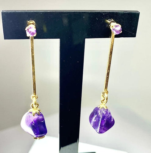 Boucles d'oreilles Parure - Collier et boucles d’oreilles en or jaune 18 carats et améthystes 58 Facettes AB173