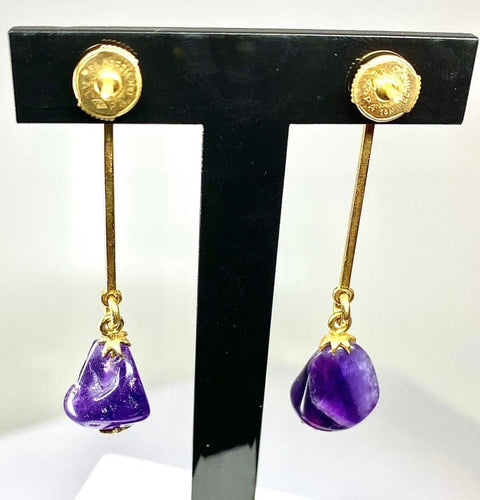 Boucles d'oreilles Parure - Collier et boucles d’oreilles en or jaune 18 carats et améthystes 58 Facettes AB173