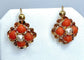 Boucles d'oreilles Parure Napoléon III - Pendentif et boucles d’oreilles en or jaune, corail et perles fines 58 Facettes AB185