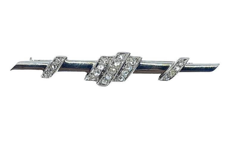 Broche Broche barrette en platine avec diamants taille rose, vers 1920 58 Facettes AB209