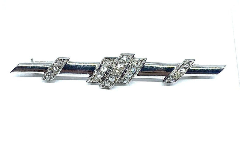 Broche Broche barrette en platine avec diamants taille rose, vers 1920 58 Facettes AB209