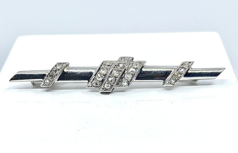 Broche Broche barrette en platine avec diamants taille rose, vers 1920 58 Facettes AB209