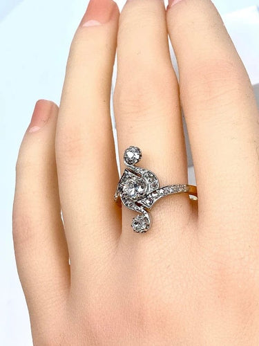 Bague 58 Bague époque 1900 en or 18 carats et diamants 58 Facettes AB204