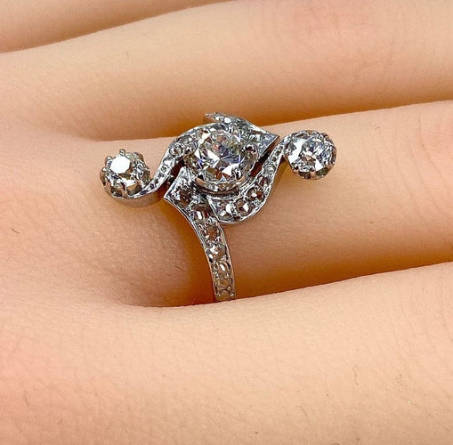 Bague 58 Bague époque 1900 en or 18 carats et diamants 58 Facettes AB204