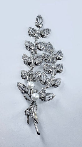 Broche Broche florale en platine et or 18 carats, perles et diamants 58 Facettes AB213