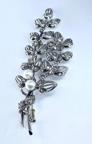 Broche Broche florale en platine et or 18 carats, perles et diamants 58 Facettes AB213