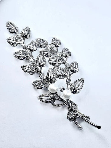 Broche Broche florale en platine et or 18 carats, perles et diamants 58 Facettes AB213