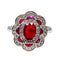 Bague 51 Bague marguerite en or blanc 18 carats rubis et diamants 58 Facettes AB218