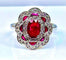 Bague 51 Bague marguerite en or blanc 18 carats rubis et diamants 58 Facettes AB218