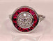 Bague 52 Bague en or blanc 18 carats avec rubis et diamants 58 Facettes AB221