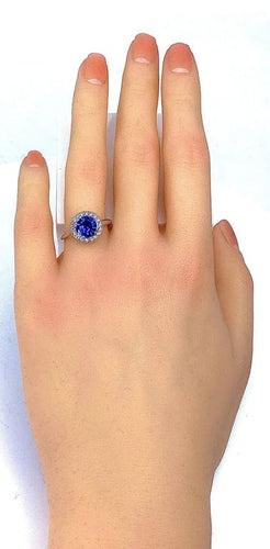 Bague 53 Bague marguerite - Bague en or blanc 18 carats saphir et diamants 58 Facettes AB222