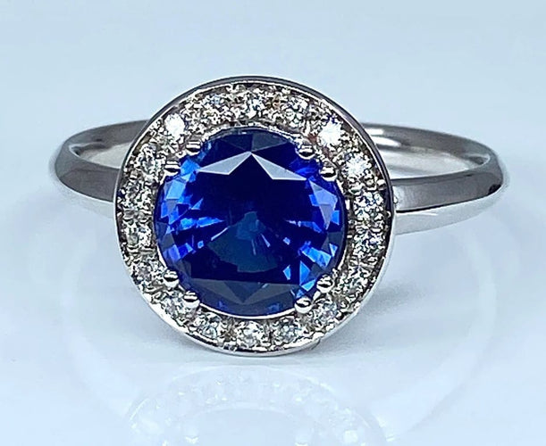 Bague 53 Bague marguerite - Bague en or blanc 18 carats saphir et diamants 58 Facettes AB222