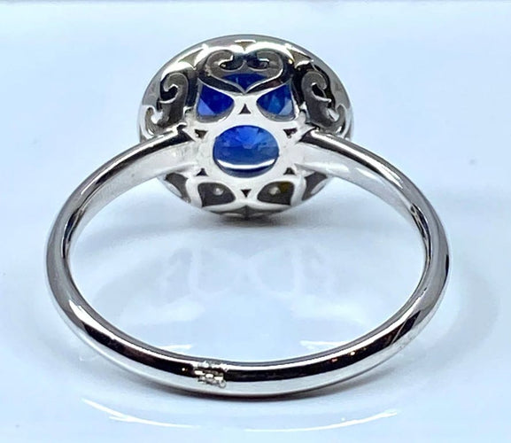 Bague 53 Bague marguerite - Bague en or blanc 18 carats saphir et diamants 58 Facettes AB222