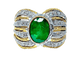 Bague 58 Bague en or jaune et blanc 18 carats avec émeraude et diamants 58 Facettes AB228