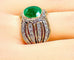 Bague 58 Bague en or jaune et blanc 18 carats avec émeraude et diamants 58 Facettes AB228