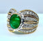 Bague 58 Bague en or jaune et blanc 18 carats avec émeraude et diamants 58 Facettes AB228