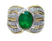Bague 58 Bague en or jaune et blanc 18 carats avec émeraude et diamants 58 Facettes AB228