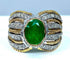 Bague 58 Bague en or jaune et blanc 18 carats avec émeraude et diamants 58 Facettes AB228