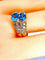 Bague 59 Bague bandeau en or jaune 18 carats avec topazes et diamants 58 Facettes AB229