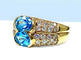 Bague 59 Bague bandeau en or jaune 18 carats avec topazes et diamants 58 Facettes AB229