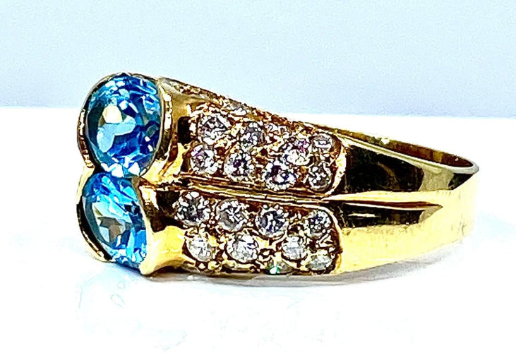 Bague 59 Bague bandeau en or jaune 18 carats avec topazes et diamants 58 Facettes AB229