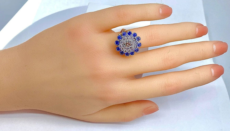 Bague 51 Bague en or blanc 18 carats avec diamants et saphirs 58 Facettes AB241