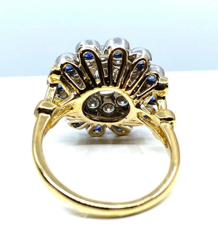 Bague 51 Bague en or blanc 18 carats avec diamants et saphirs 58 Facettes AB241